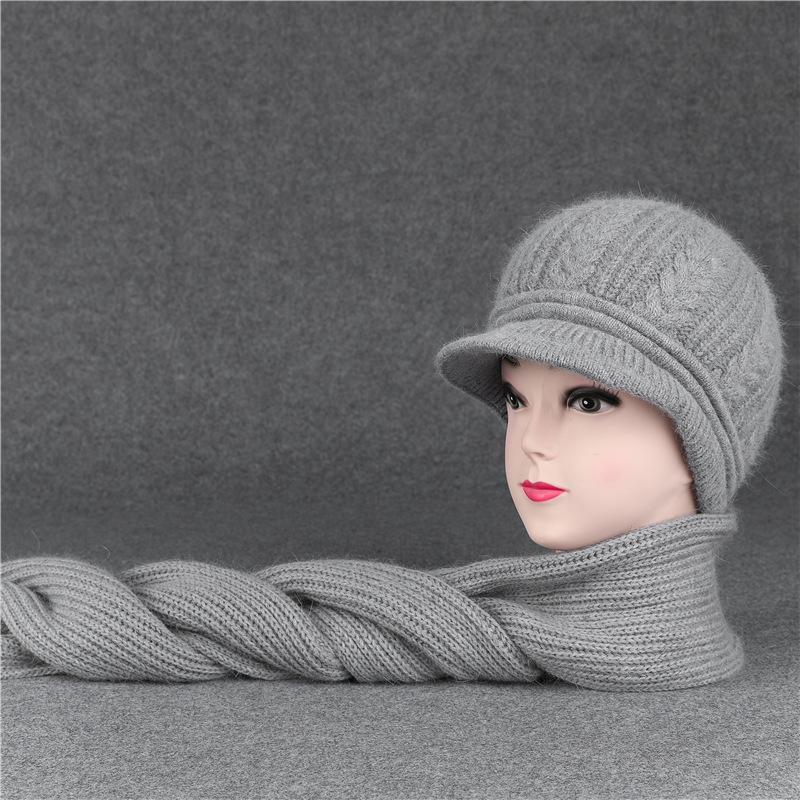 Duck Tongue Old Man Hat Female Grandma Autumn Winter Rabbit Wool Hat Knitted Thermal Basin Hat Middle-Aged And Elderly Mother Velvet
