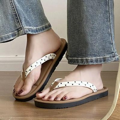Fashion Polka Dots Shoes Original On Offer Slides Easy Wears Summer Footwear Korea Style Women's Flip Flops Slippers and Ladies Sandals