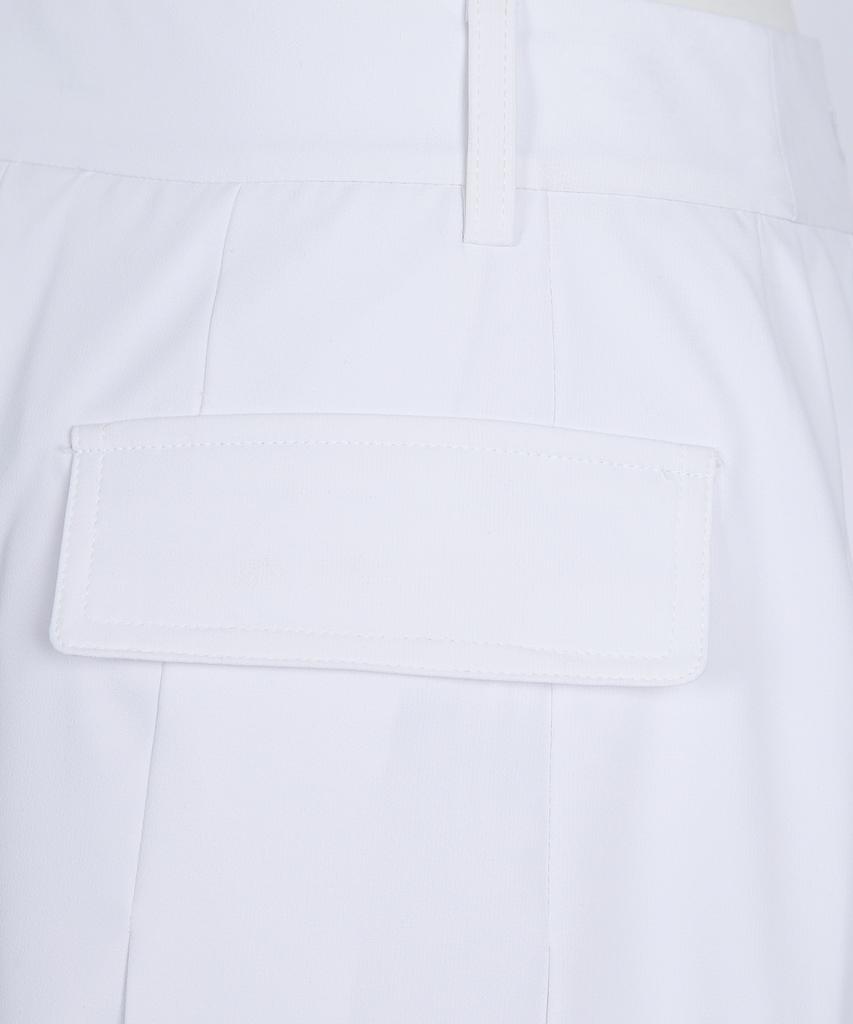 CREVE9 Obi-Buckle Pleated Half Pants Wh