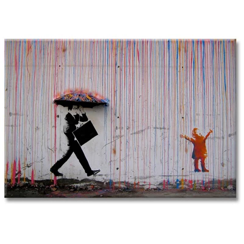 

The Boy Behind The Curtains Poster and Prints Graffiti Banksy Street Art Funny Monkey Canvas Painting Print Wall Art Home Decor 21cm×30cm NoFrame