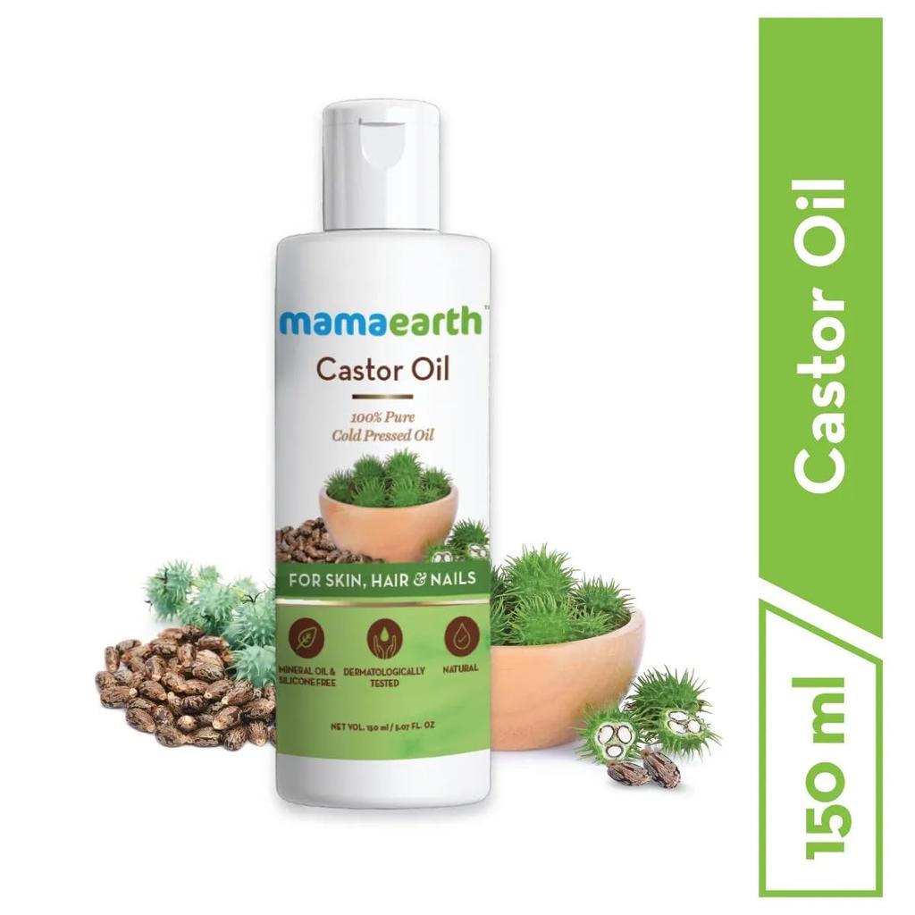 Mamaearth Castor Oil 150ml For Hair Growth, Skin Hydration, Eyebrow & Eyelash Care, Nail Strengthening, Cold Pressed & Chemical Free