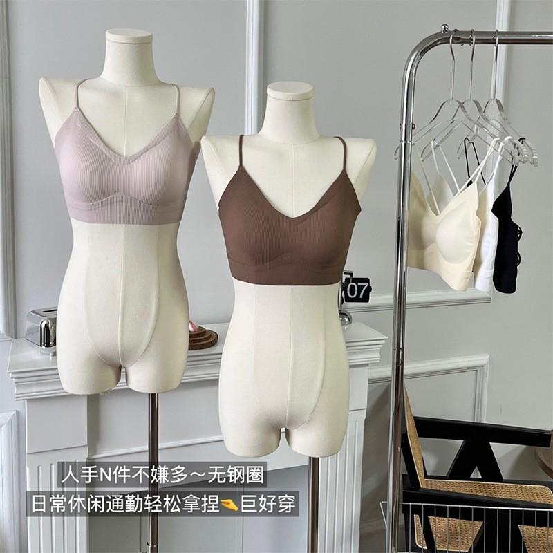 Traceless cool feeling cross halter beautiful back underwear women's thin thin shoulder straps suspenders gather summer tube top integrated bra