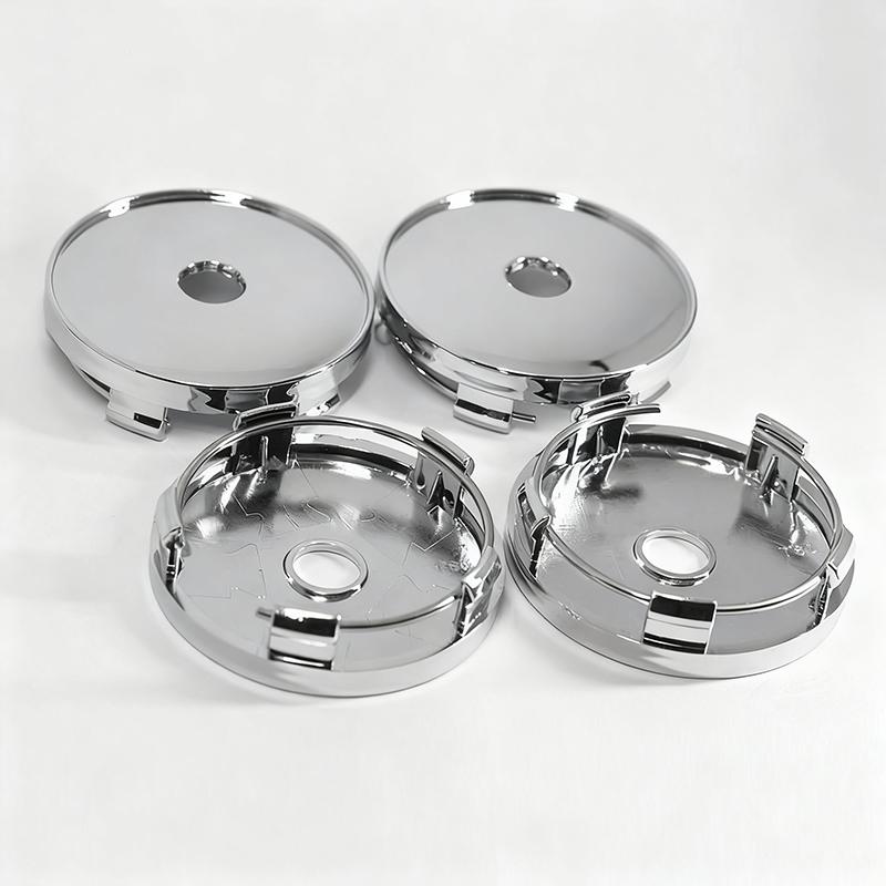 4PCS T60 Universal Car Modification Wheel Hub Caps, Chrome Plated Wheel Center Caps, Outer Diameter 60MM, Center Wheel Caps