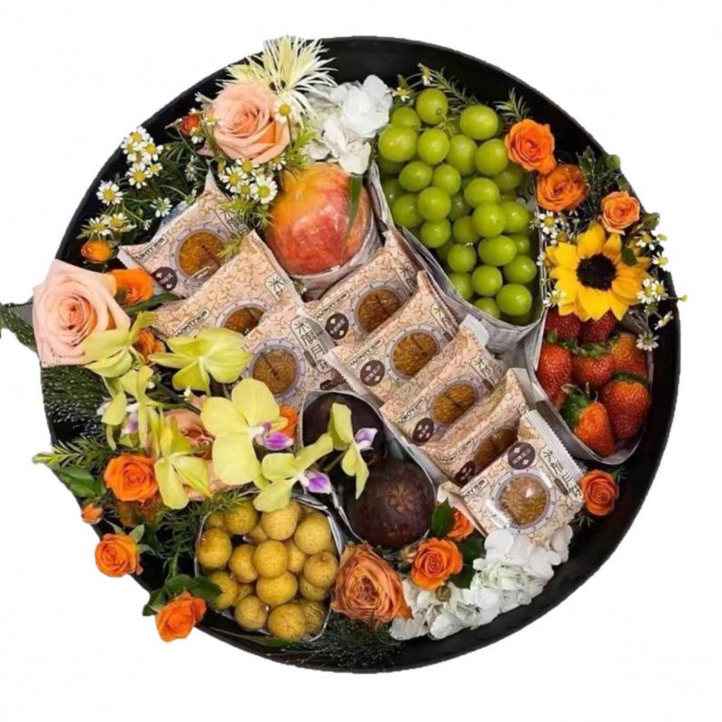 Transparent Handheld Round Flower and Fruit Gift Box Packaging