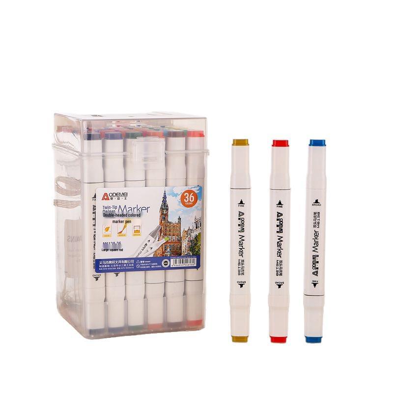 36-Color Double-Ended Oil-Based Marker Pen Set with Four-Sided Barrel for Art, Journaling, and Painting - Perfect Gift for Students and Children