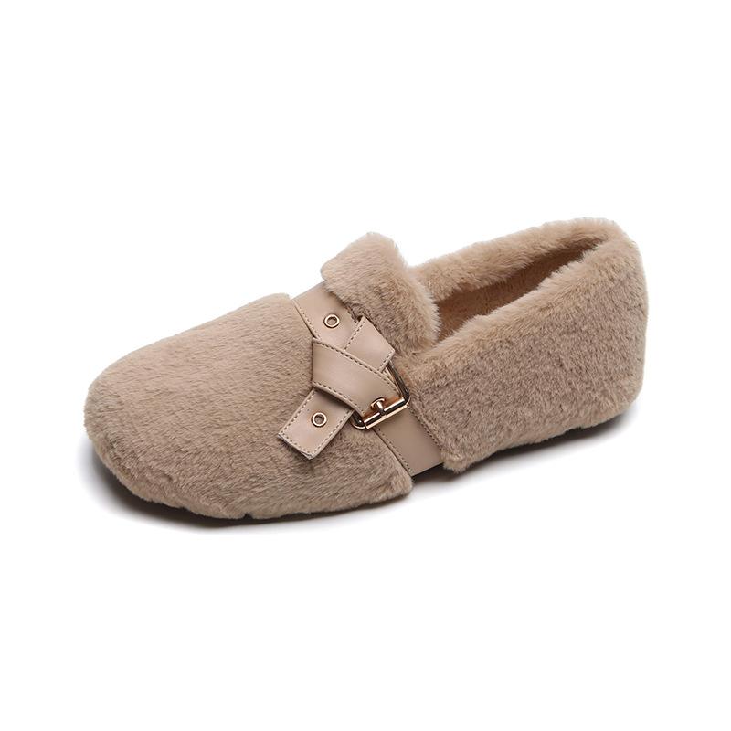 

Зимняя женская верхняя одежда 2023 года, плюшевые туфли на плоской подошве, зимние сапоги, стильные металлические украшения, женские повседневные туфли-лодочки 43 хаки