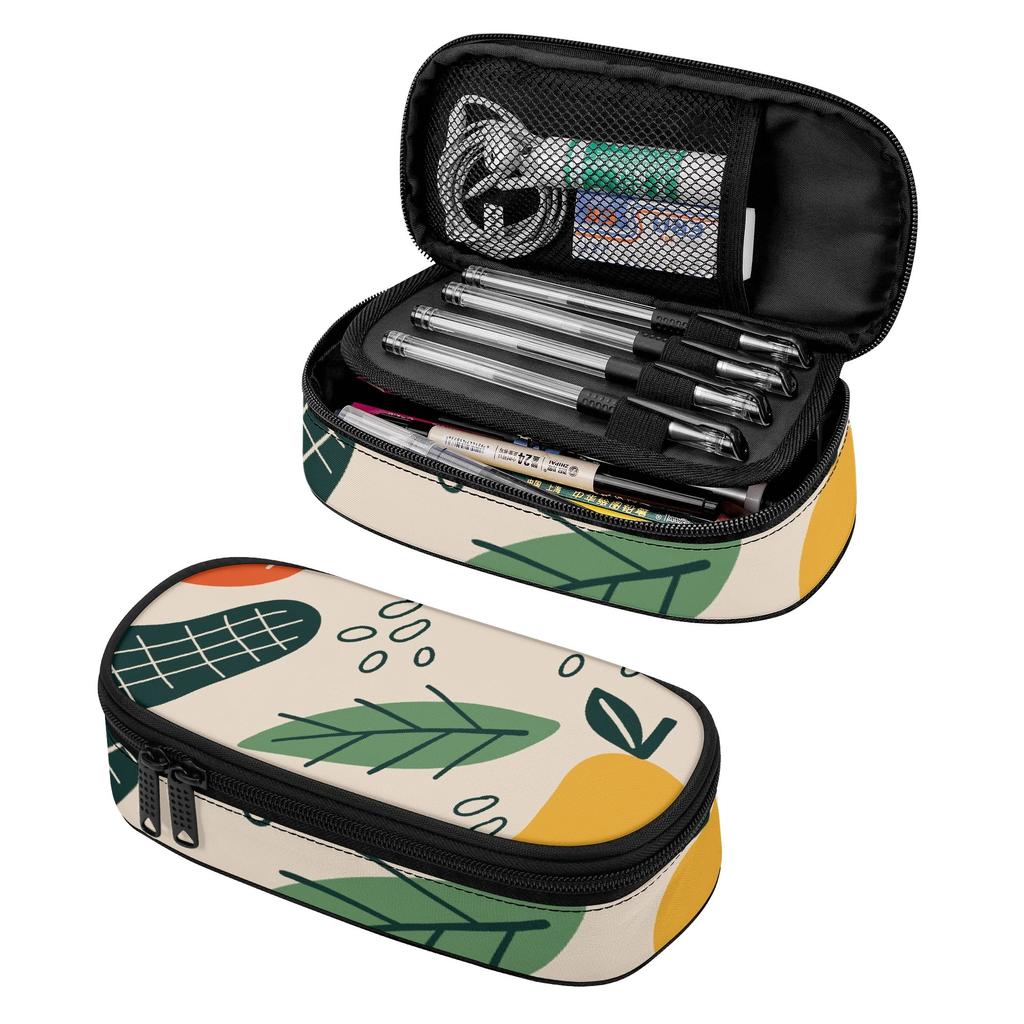 Pen Case Portable Strong Polyester Fabric Secure Zipper with Mesh Pocket Removable Divider and Pen Slots for Everyday Study