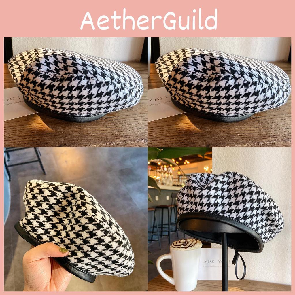 Stylish Houndstooth Beret For Women Chic Spring Summer Designer Hat