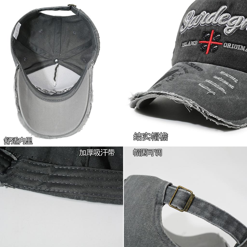 New washed and old embroidered letter baseball cap men's and women's cap versatile outdoor sunshade sun protection hat