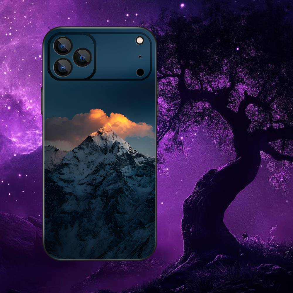 

Snow Mountain Scenery Design Phone Case For iPhone 17,16,15,14,13,12,11,Pro Max,XSX,,XR,SE,Mini,8,7,Soft Silicone Black Cover iPhone13PROMAX