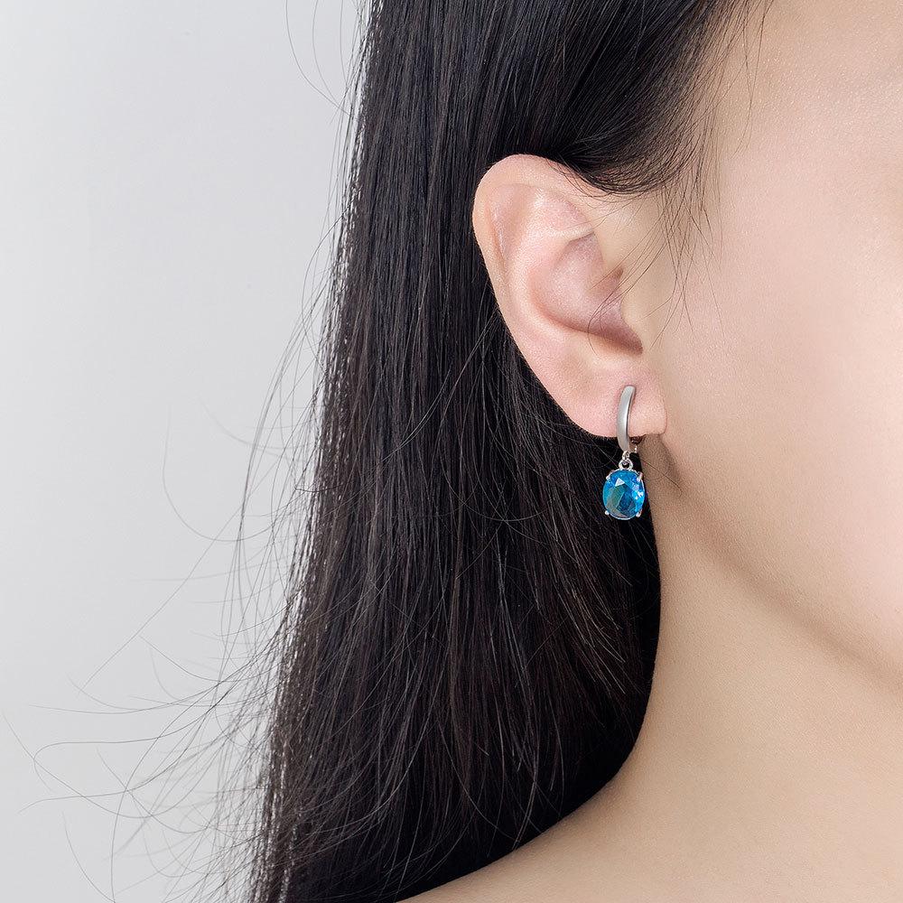 Ebay Oval Zircon Set Women'S Versatile Egg Shaped Colored Imitation Gemstone Ring Crystal Pendant Necklace