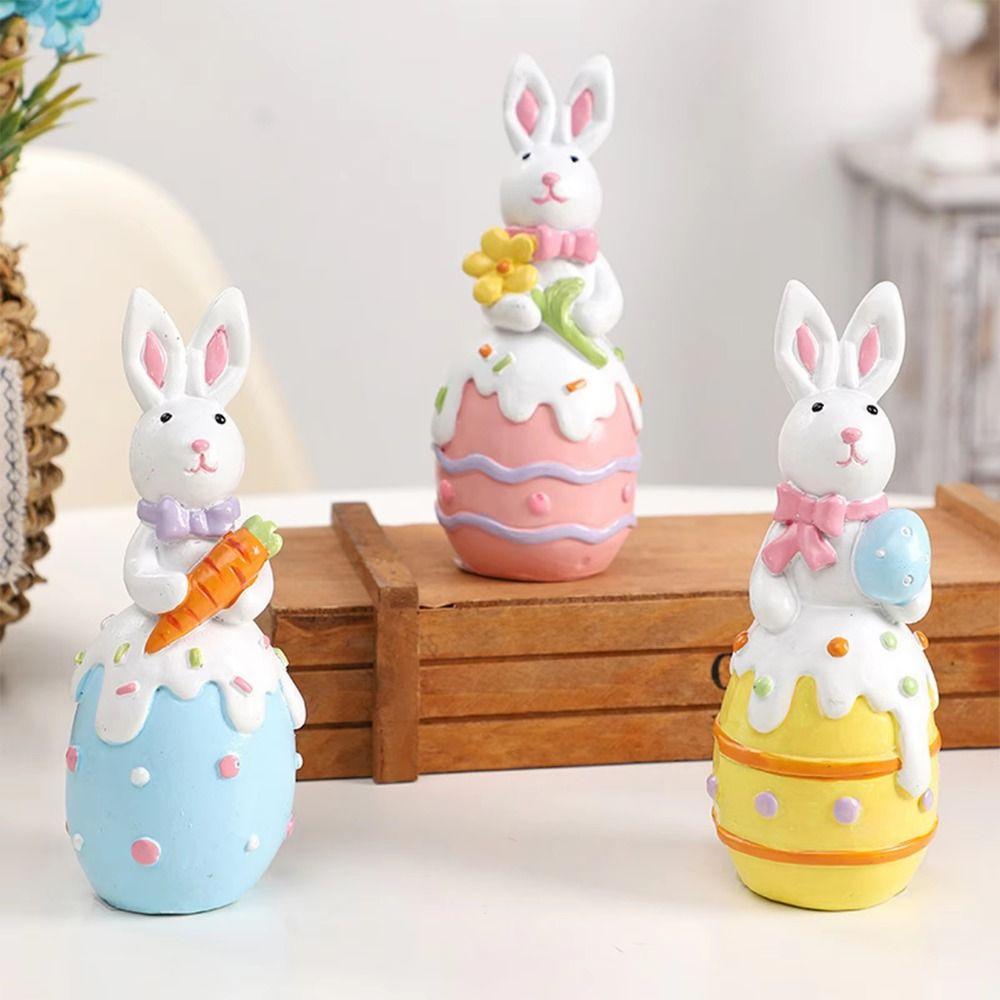 Simulation Bunny Resin Rabbit Decoration Hand-Painted Cartoon Rabbit Statue  Party Decoration