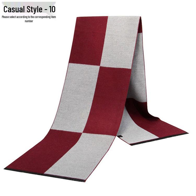 Men's Autumn & Winter Plaid Imitation Cashmere Scarf - Warm & Thick Custom Design