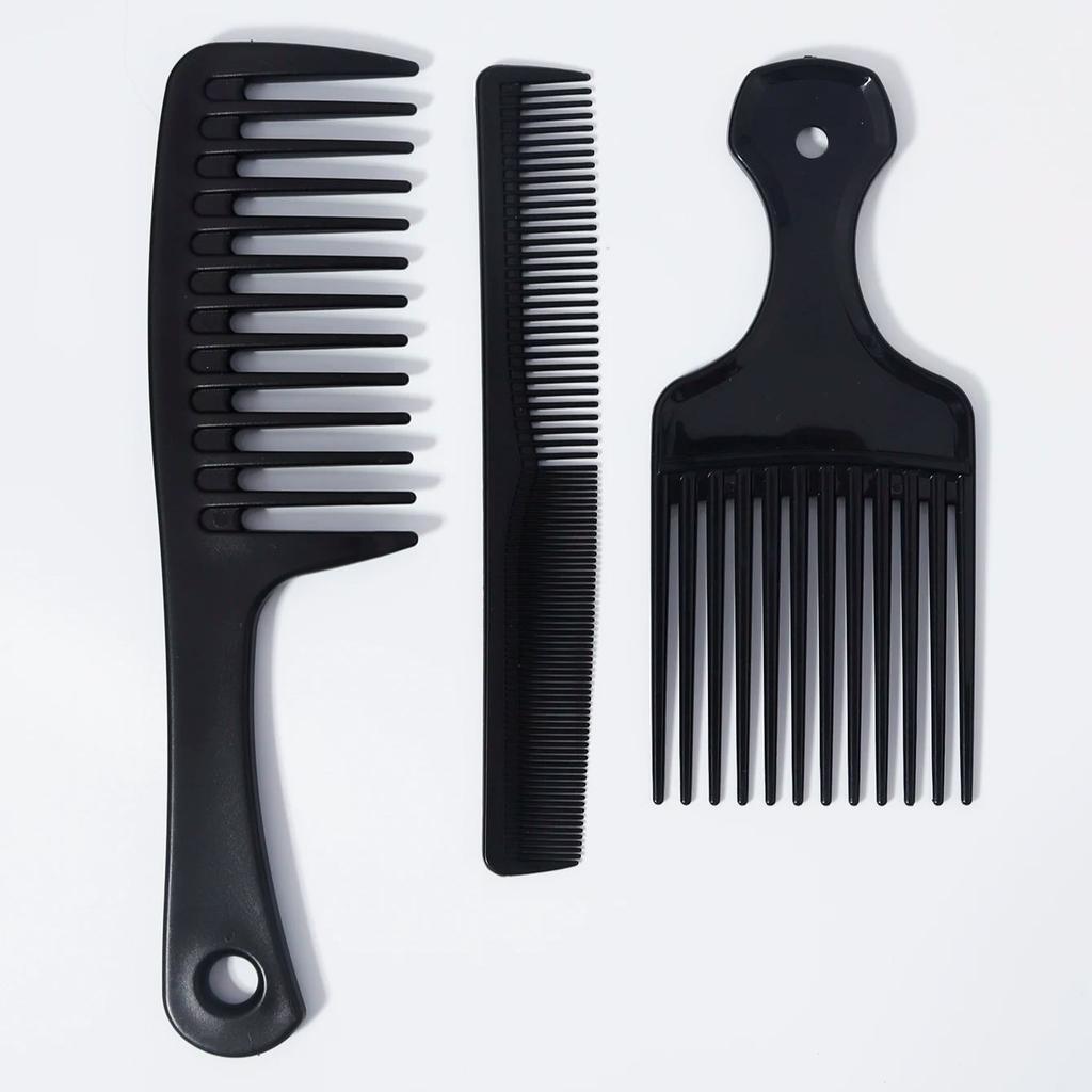 3 Stück Kamm mit breiten Zinken, Pick und Einsteckkamm-Set, Taschenfeinzahnkamm, Multifunktionales Kamm-Set, Speziell für Echthaarperücken