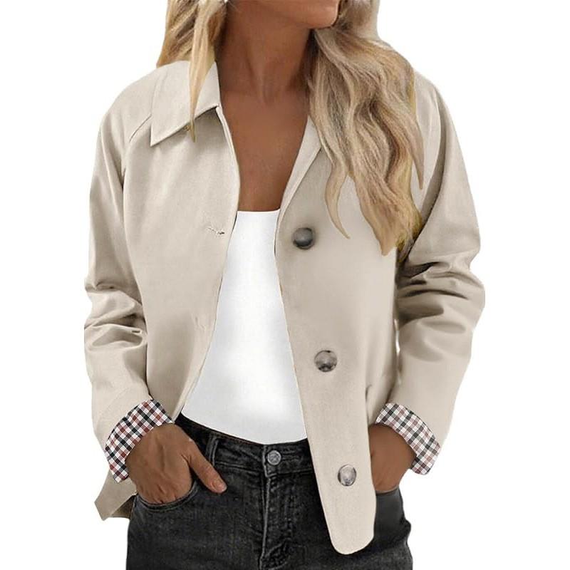 Womens Casual Vintage Blazer Single-Breasted Lapel Short Jacket Fall 2025