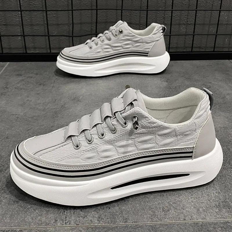 Fashion Crocodile Pattern Men Shoes Platform Loafers Summer Breathable Slip On Men Casual Sneakers Vulcanized Walking Zapatillas Hombre