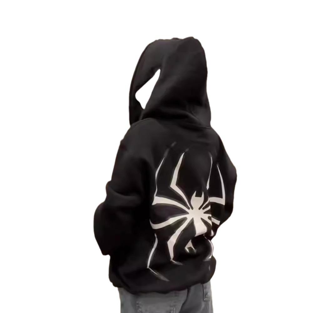 2023 Halloween Unisex Y2K Spider-Man Zip Hoodie - Loose Fit, Large Size for Couples