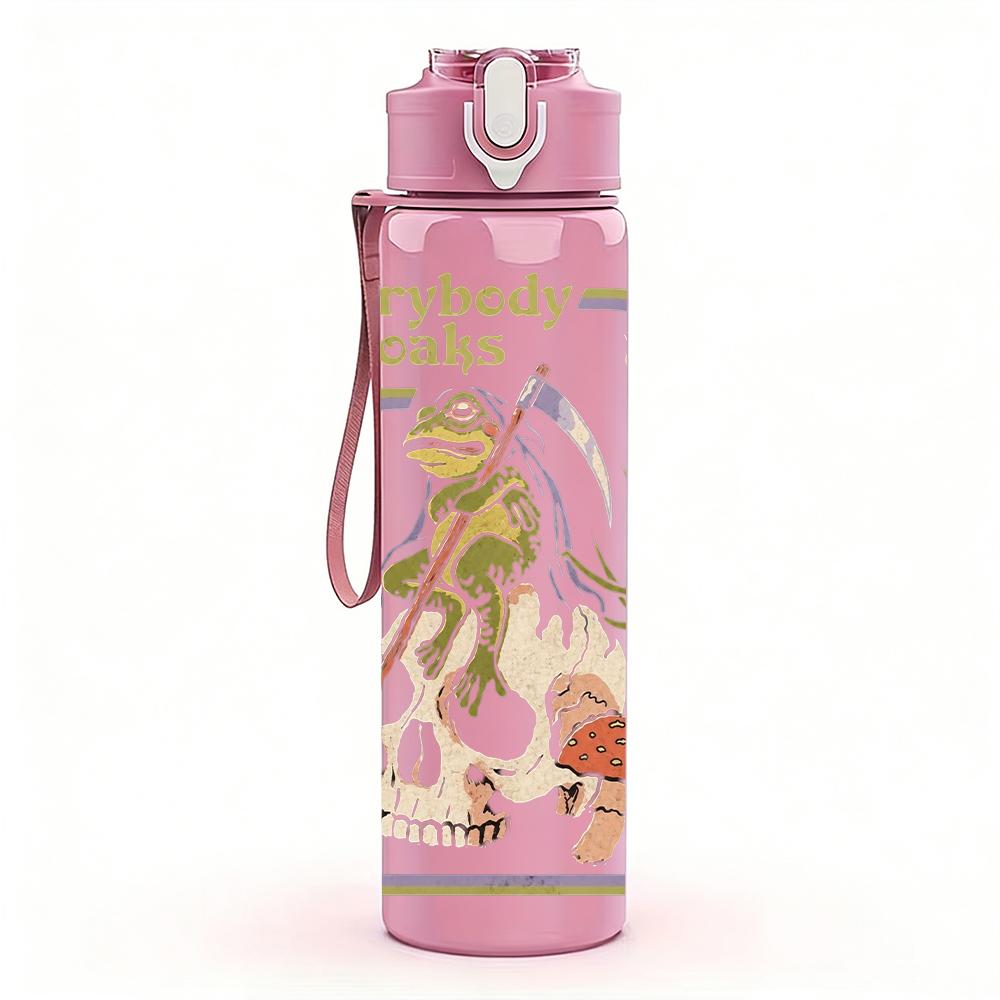 1PC Vintage Floral Frame Retro Character Print 750ml Portable Sports Water Bottle Leakproof Gym Outdoor Travel Drink Cup