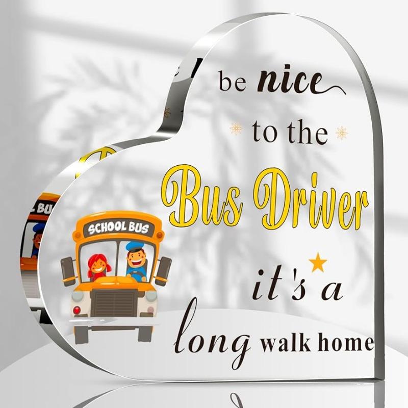 School Bus Driver Heart Gift - Christmas & Appreciation Acrylic Present
