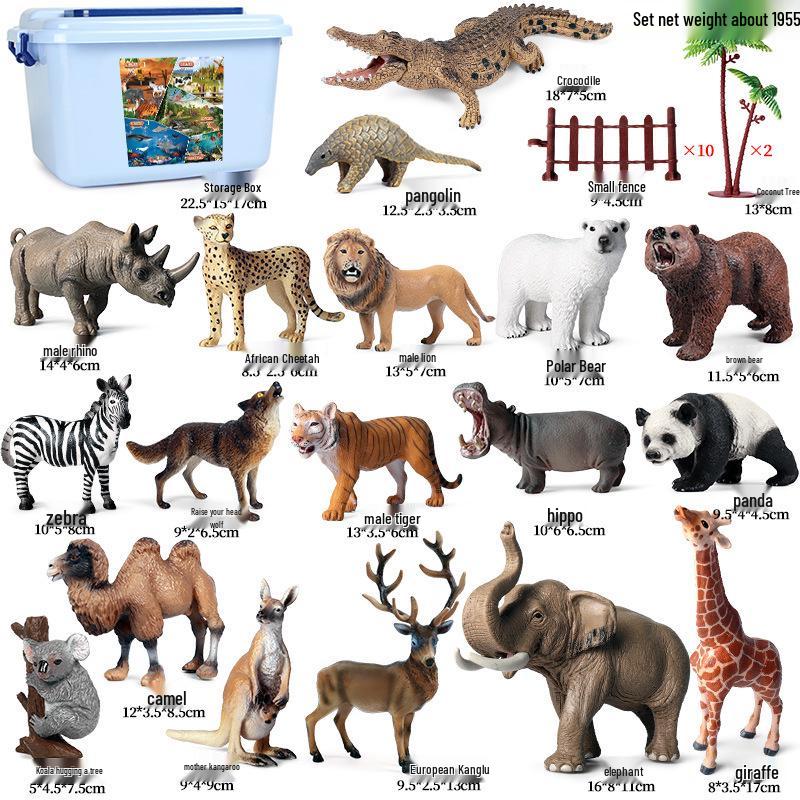 Wildlife Simulation Model: Tiger, Lion, Panda, Elephant, Rhinoceros, Kangaroo, Leopard, Horse, Sheep Toy Set