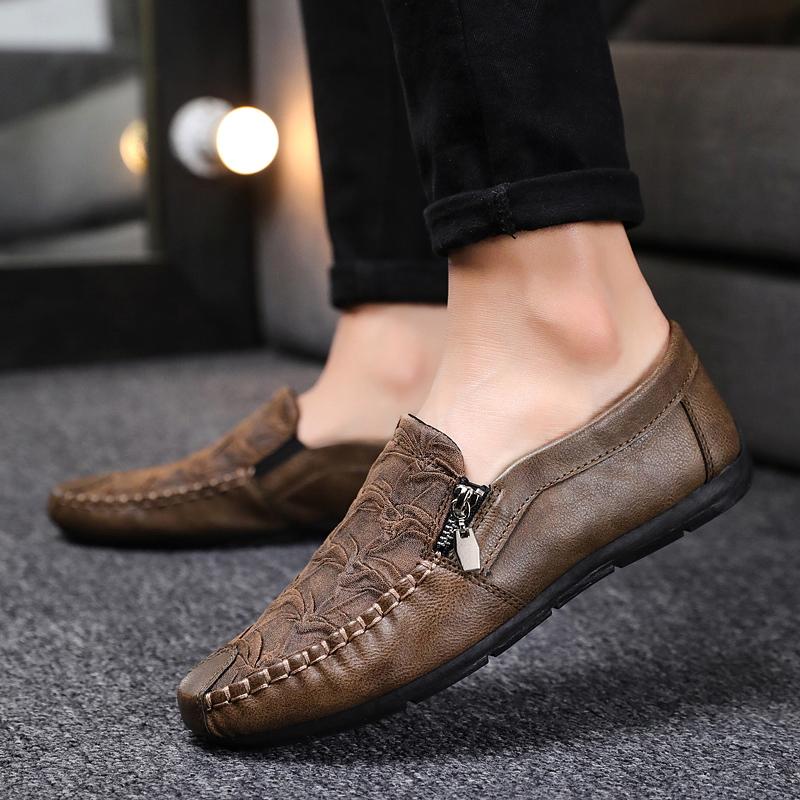 Fashion Autumn Men Casual Shoes Leather Mens Loafers Shoes Zapatos Breathable Driving Shoes Slip On Boat Shoes Mocassin Homme