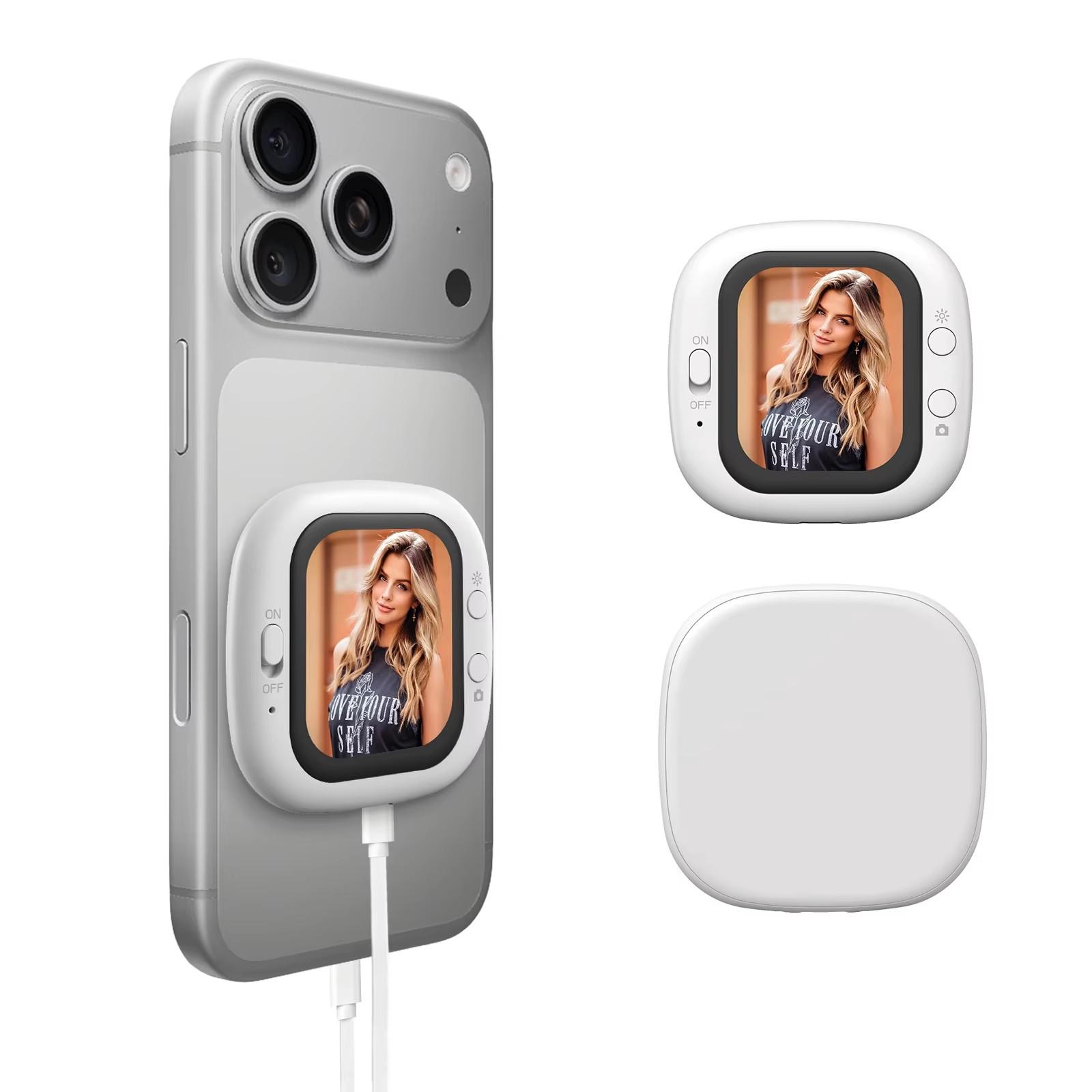 

Mini Selfie Monitor Screen with MagSafe Magnetic Simple Operation for IPhone 5-12 13 14 15 16 Pro Vlog Live Stream Girls Gifts screen mirroring device білий