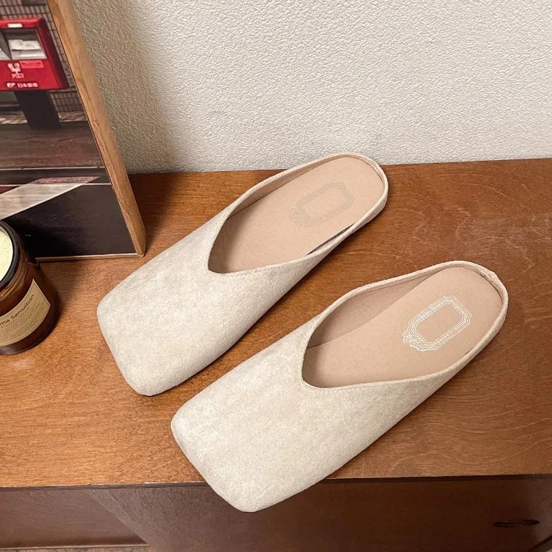 Fashion Women's Elegant Summer French Square Toe 2025 Hot Sale Luxury Mary Jane Shoes Cute Casual Flat Slippers Soft Bottom Flat Shoes