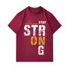 Men's 100% Cotton Crew Neck Short Sleeve T-Shirt, Always Stay Strong Letter Print Casual Comfortable Lightweight Tee for Daily Home Outdoor Wear, Loos