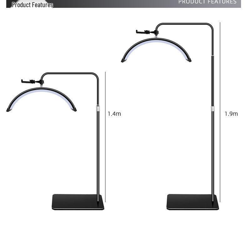 24" Half-Moon U-Shaped Beauty Floor Lamp - LED Fill Light for Nail Art, Eyelash Extensions, Eye Protection