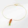 Collier Vitré Mobile Bijoux Dorés Colorés Personnalité Collier Poisson Émail Femme