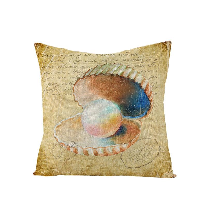 New Retro Style Polyester Pillow Cover Conch Shell Printed Cushion Pillow Cover Home Furnishings