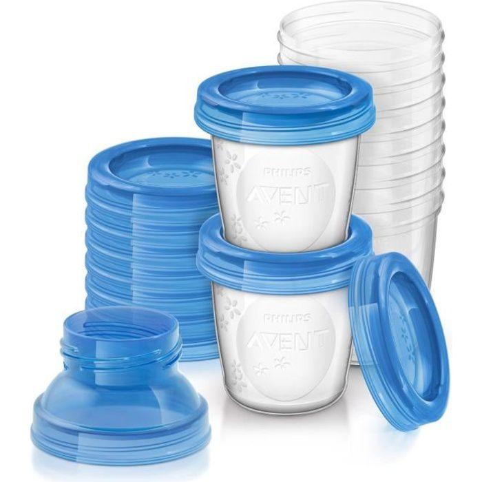 Vorratsgläser - PHILIPS AVENT - Muttermilch - 10 Gläser 180ml + 2 Adapter