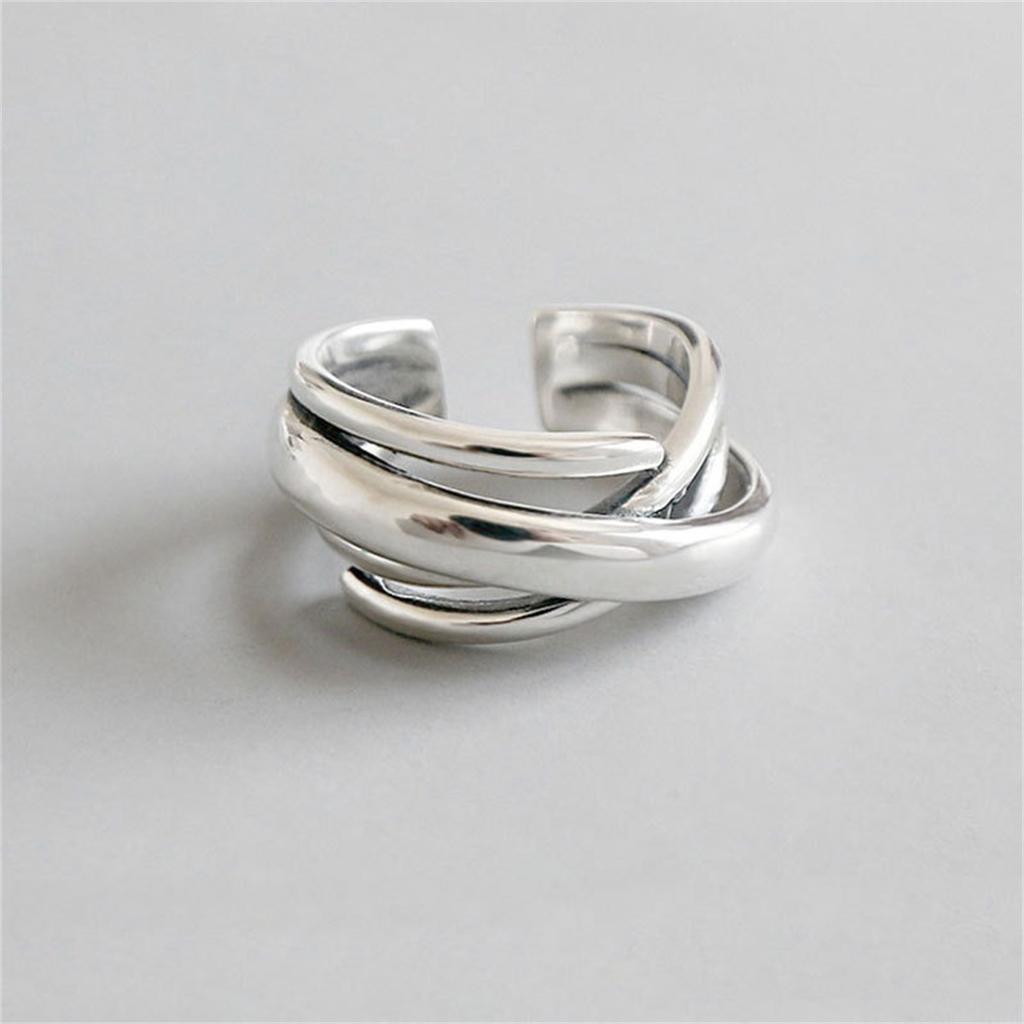 Punk Geometric Irregular Liquid Lava Waterdrop Shaped Open Rings For Women Vintage Silver Color Metal Rings Personality Jewelry