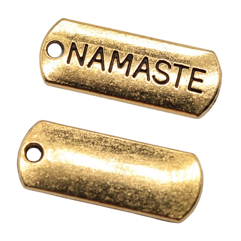 

10шт Намасте Шармы Шармы Античное золото Цвет Цинковый сплав 21X8mm
