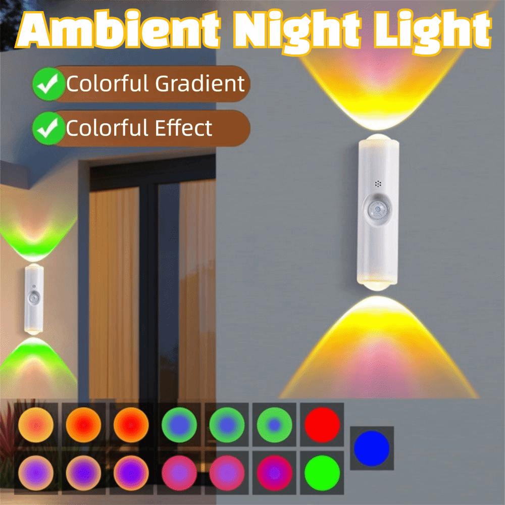 Smart RGB Gradient Night Light Magnetic Motion Sensor USB Rechargeable Wall Mounted LED Lamp For Bedroom Bathroom Closet Garden Home Decor