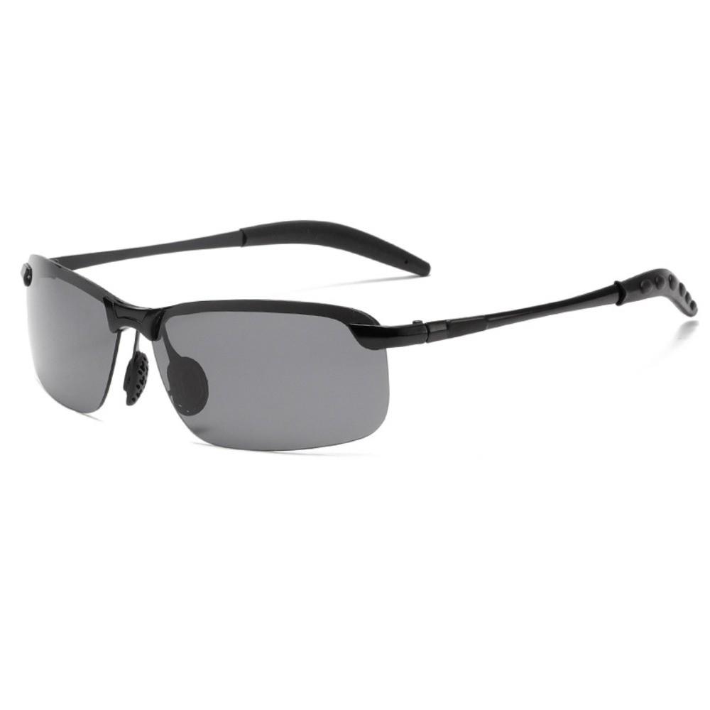 

Change Color Photochromic Sunglasses Half Frame Eyewear Retro Dimming Glasses Day Use Black Grey