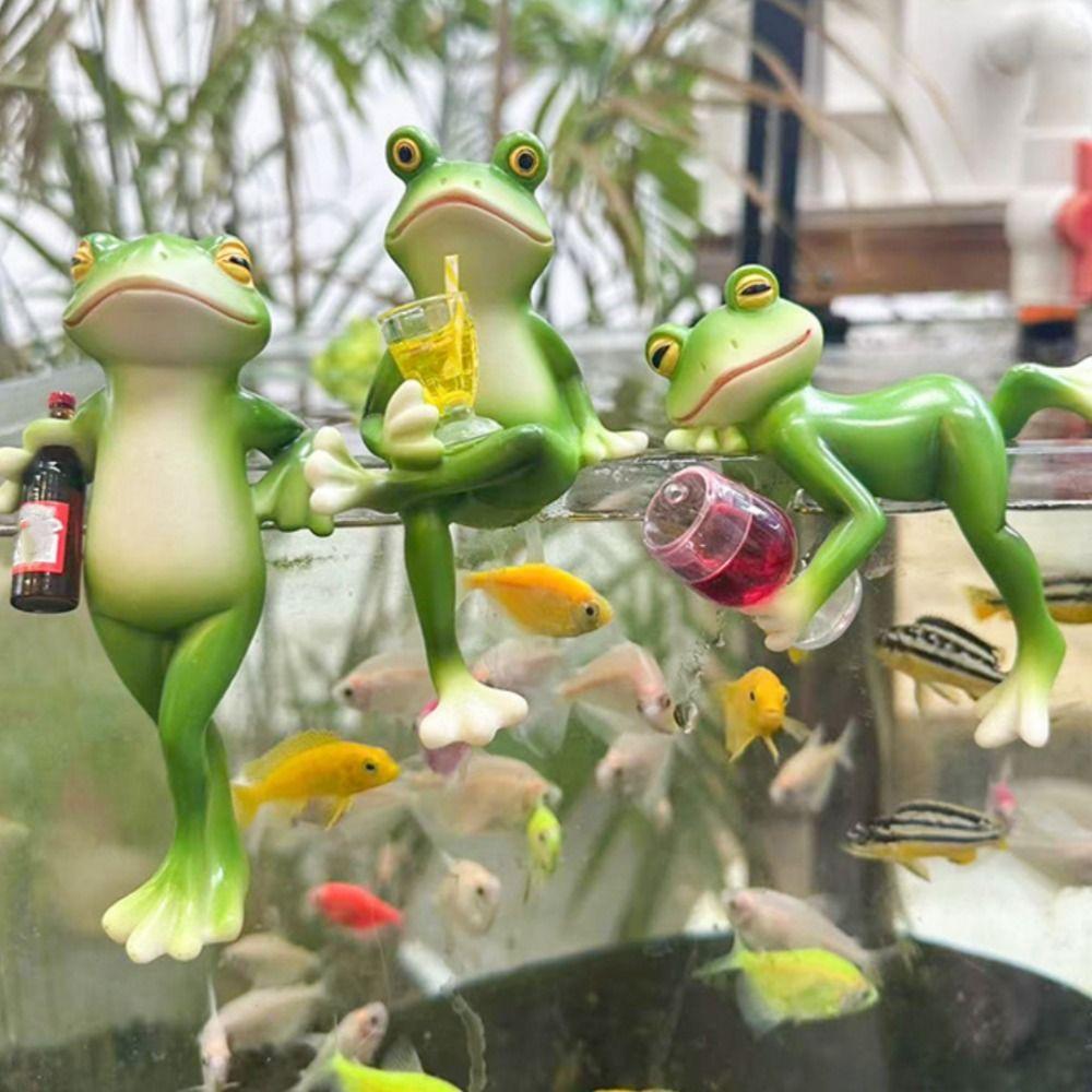Hanging Flower Pot Edge Glass Fish Tank Pendant Resin Simulation Animal Ornament