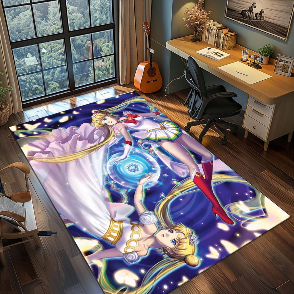 Sailor Moon Anime Teppich Großer Teppich Rutschfeste Waschbare Fußmatte Gamer Zimmer Schlafzimmer Heimdekoration -QJY