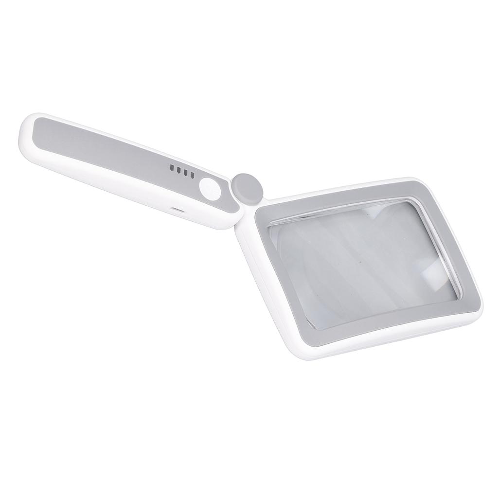 Handheld Magnifying Glass 4x Magenification 10 LED Lights 3 Levels Adjustable Rechargeable Rectangle Reading Magnifier
