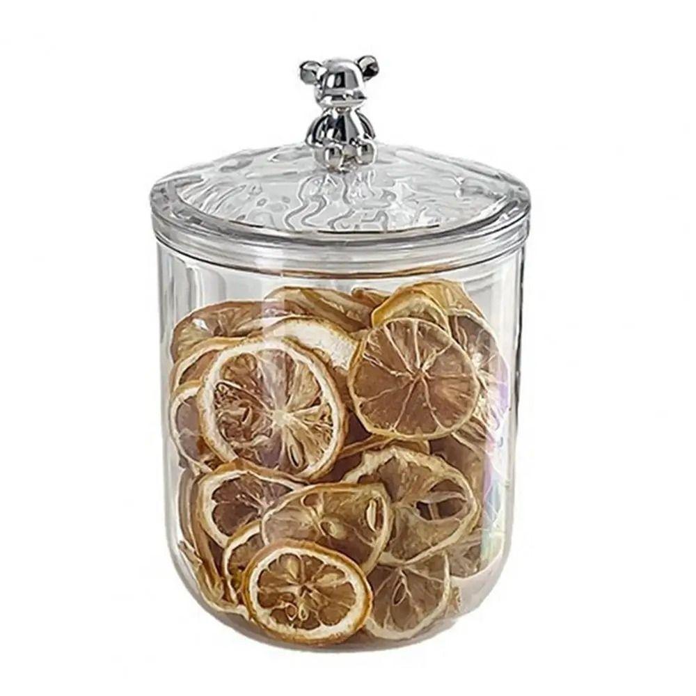 1Pcs with Bear Handle Sealed Jar Home Kitchen Dry Goods Container Durable Plastic Storage Box