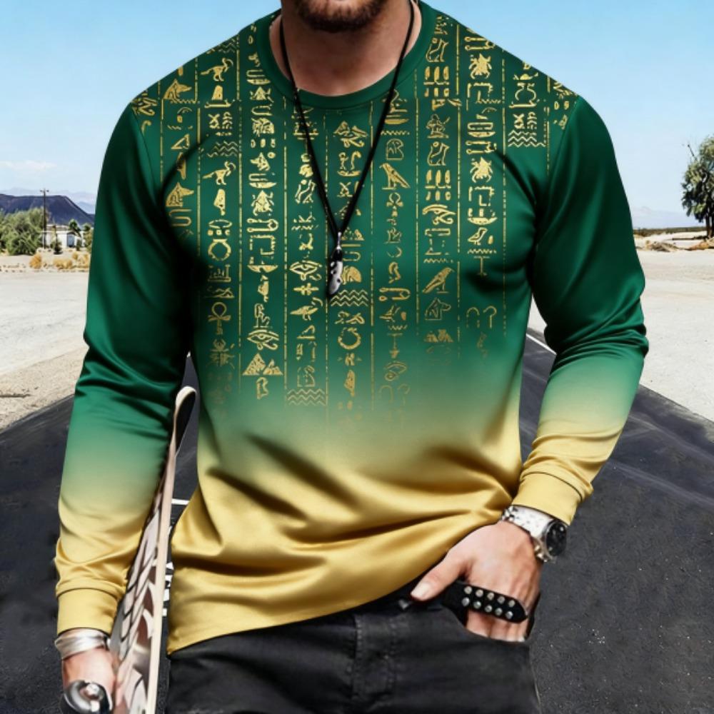 Spring Funny Print Pullover Europe America Fashion Comfortable Men's Long Sleeve T-shirt Outdoor Oversized Tees Top
