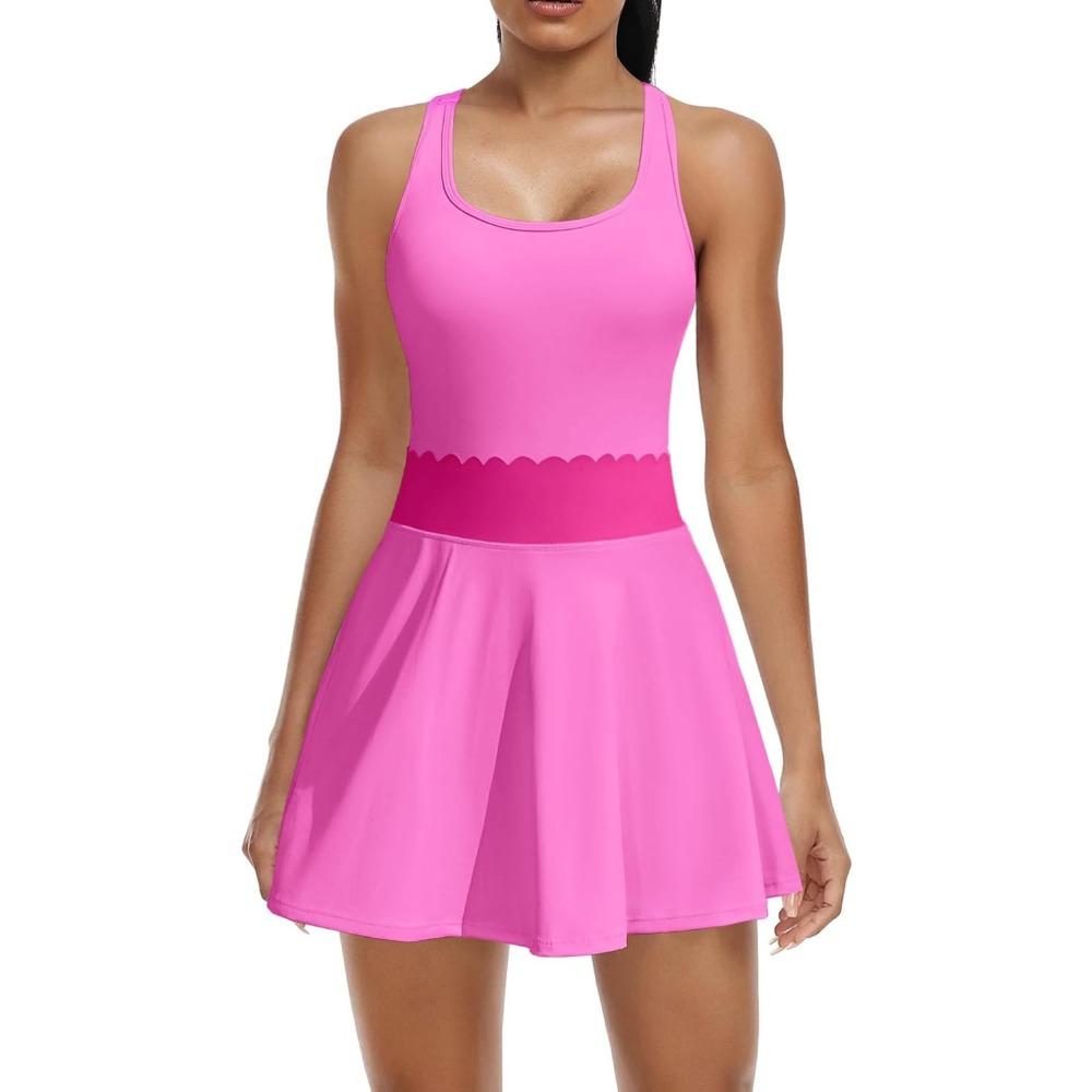 With Tennis Charmleaks Womens Dress Builtin Shorts Scalloped Golf Dress Racerback Athletic Skirts