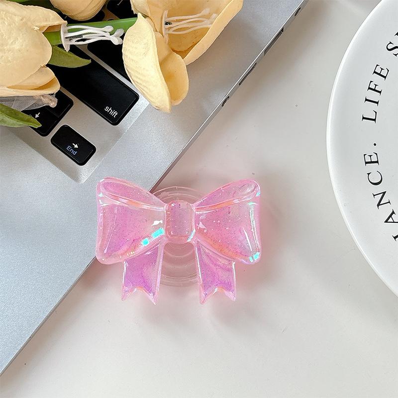 Wind Creative Colorful Laser Bow Simple Three-Dimensional Ring Retractable Desktop Phone Holder Airbag Folding