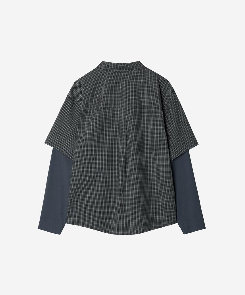 NODE LABS Dev:10 Layered Sleeve Check Shirt_Gray