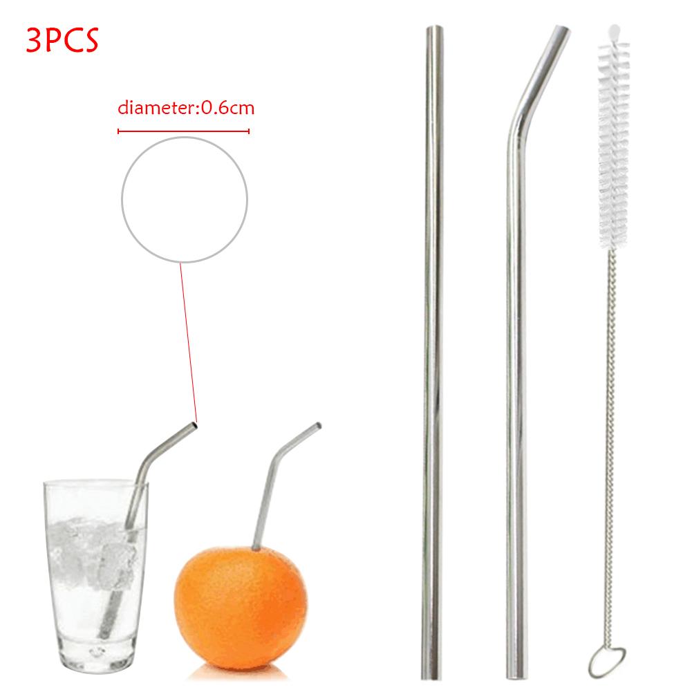 2/4/6/8pcs Reusable Stainless Steel Drinking Straws 1/2/3 Cleaner Brush Kit