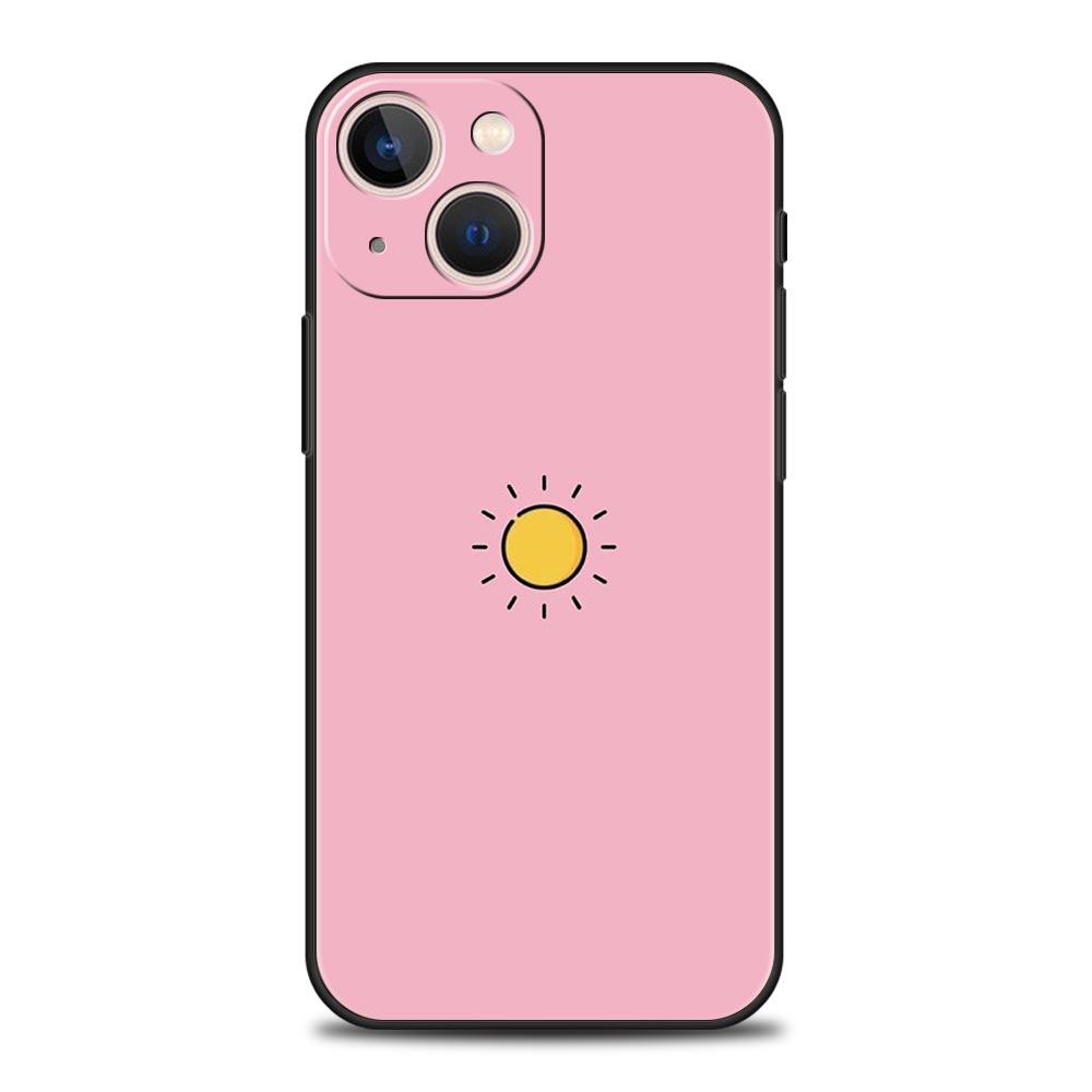 Minimalist Cartoon Sun Moon Phone Case For iPhone 16 13 15 14 12 11 Pro MAX XR X SE XS 7 8 Plus Soft TPU Shell Cover