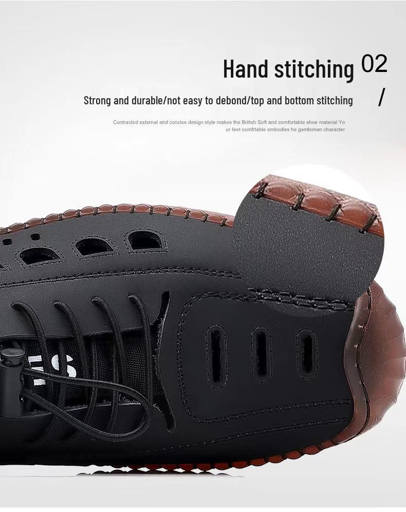 Men's Summer Breathable Leather Sandals - Lightweight, Soft Sole, Versatile Casual Shoes for Fashionable Comfort