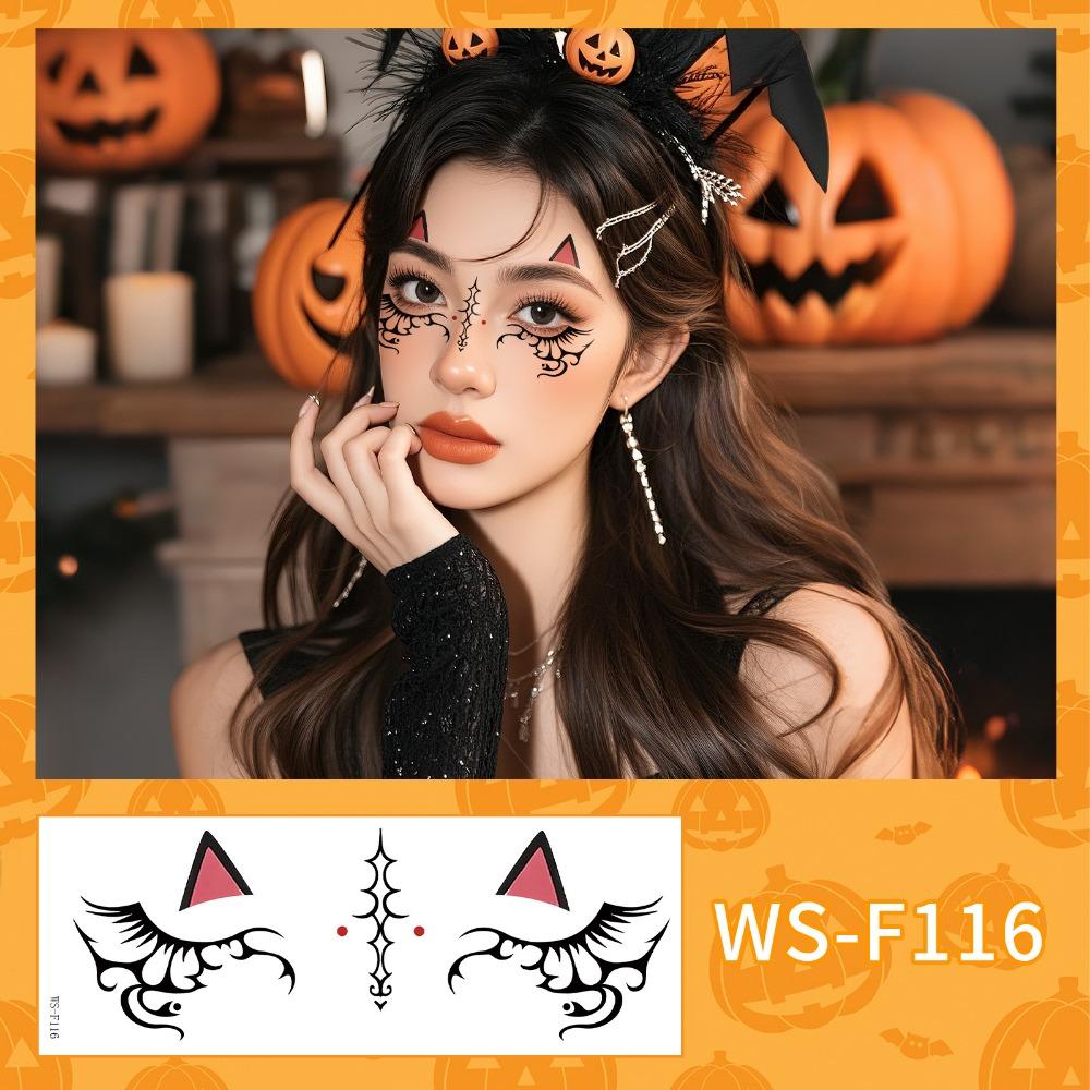 

Portable Halloween Face Tattoo Disposable Bat Face Stickers Cheek Temporary Stickers Men Style 4