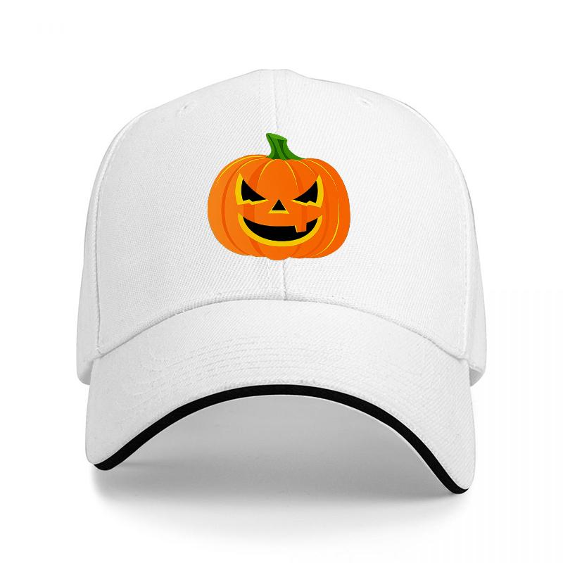 Halloween Pumpkin Jack O Lantern Black Baseball Cap Adjustable Hat for Adults Fun Festival Costume Accessory