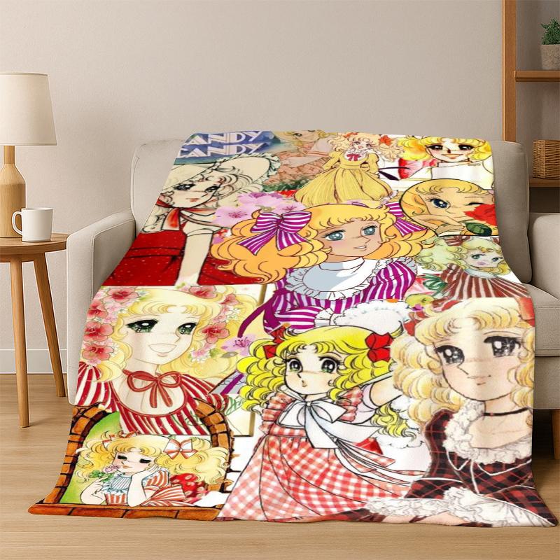 Candy Candy Dziewczynka Kreskówka Anime Koc Flanelowy Miękki Ciepły Koc Koc Rzutowy do Sypialni Salonu Łóżka Podróży Pikniku Prezent